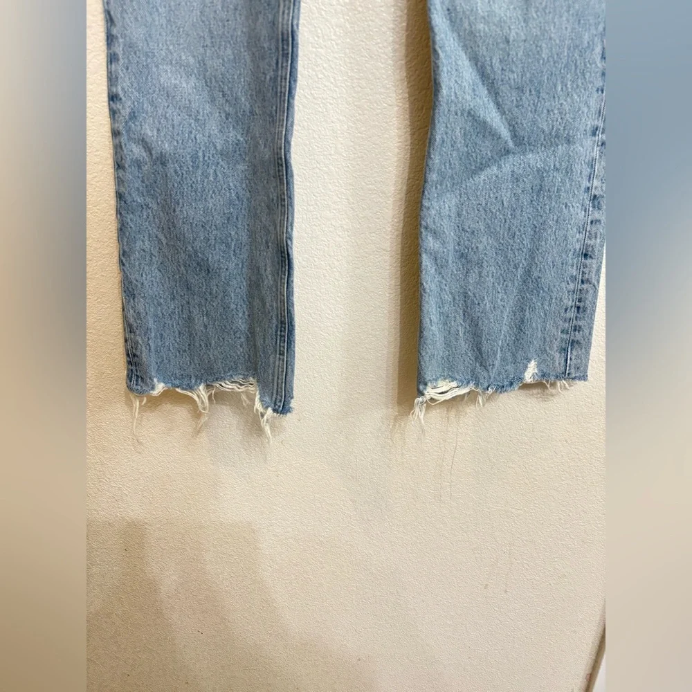 Agolde Curio Mid Rise Relaxed Boot Organic Cotton Distressed Jeans - Picture 12 of 12